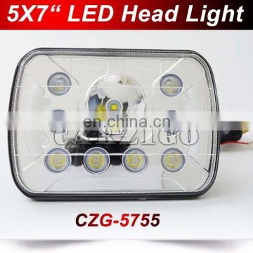 CZG-5755 5X7' 55W led headlight with Emark E9 Hi/Lo Beam Angel Eyes 55W 7" LED headlight Headlamps for Jeep muban