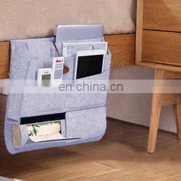 Custom high quality grey color bedside caddy organizer in fabric