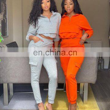 Wholesale Fashion Women Clothing Custom Logo Knit Crop Top and Joggers Pants Two Piece Set photo-5