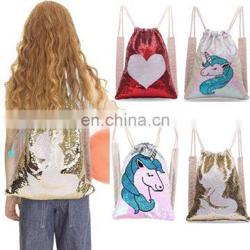 Sequin Backpack Mermaid Unicorn design Adult Children Sport School bags 4Colors