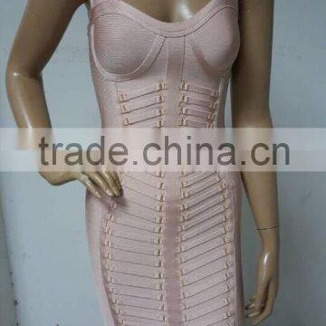 Summer Dress 2015 New Women Elegant And Sey Nude Sleeveless Evening Party Bandage Dress Bandage Bodycon Women Wearing