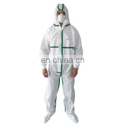 CE Cat III Type 5/6 White Hooded Disposable Non Woven Coverall
