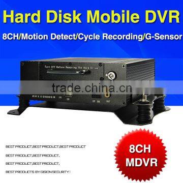 HDD 8CH Mobile dvr with G-sensor for Taxi School Bus Police Car Truck solution