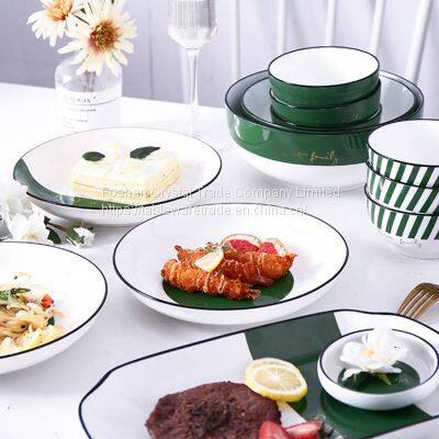 Dark Green Bone China Tableware Set photo-3