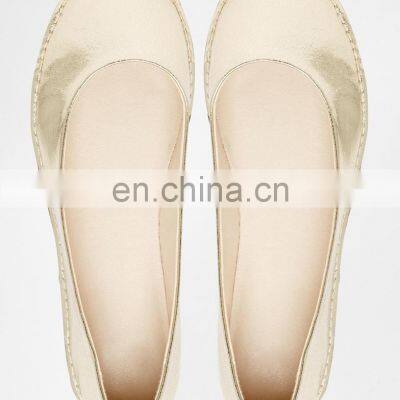 Ladies flat golden pumps latest design sandals shoes women shining pumps round toe comfortable sole shoe