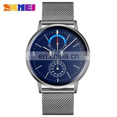 SKMEI 9182 Men Quartz Analog Week Date Classic Luxury Watch Stainless Steel Waterproof Business Wrist Watches