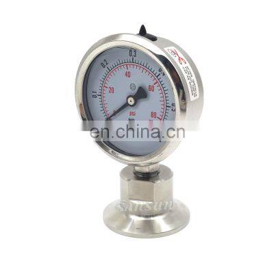 Stainless Steel Clamp Type Diaphragm Pressure Gauge For Sanitary Industry