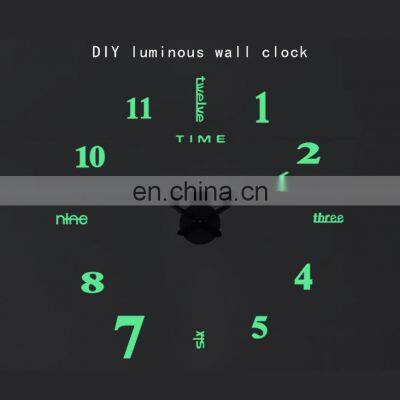 Wholesale Big Wall Clock Custom LOGO 3d Night Light DIY Luminous Watch Acrylic Non Ticking Wall Clocks Home Decor