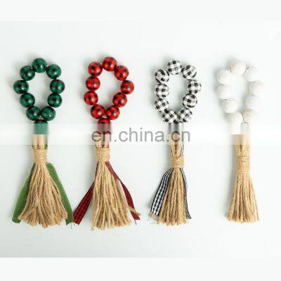 Wholesale Home Accessories Table Decoration Wood  Beads Napkin Rings Tassel  Macrame Napkin Ring