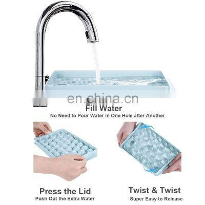 Easy Release Round Ice Cube Tray With Lid Ice Ball Maker Mold With 1 Ice Bucket 1 Scoop for Freezer BPA Free photo-2