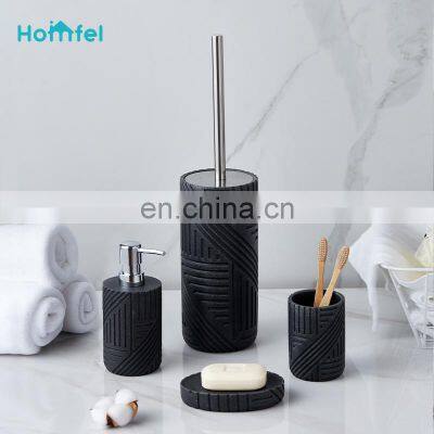 Bathroom Accessories Products Sets Toilet Brush Holder Soap Dispenser Tooth Brush Holder Soap Dish Poly-resin With Painting