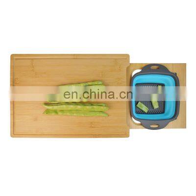 Expandable Bamboo Cutting Board With Containers Over The Sink Cutting Board For Kitchen