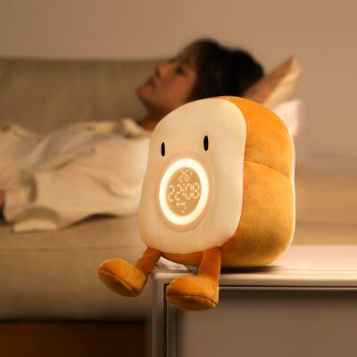 Creative Toast Plush Alarm Clock Light Cartoon Multifunctional Student Alarm Clock Kids Bedroom Bedside Bread Style photo-2