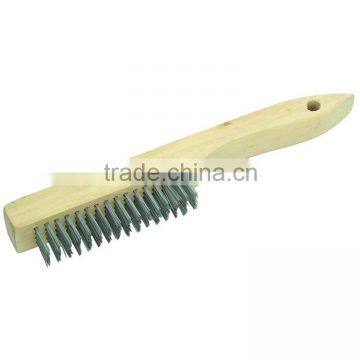 4 by 16 rows of strong Steel bristles wire brush wood handle