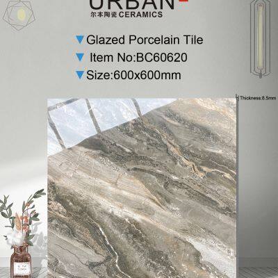 600X600mm Vitrified Ceramic Foshan Glazed Polished Porcelain Floor Wall Tile