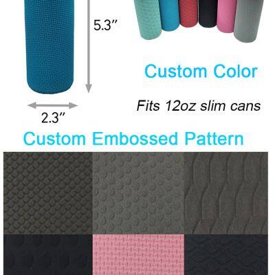Embossed Patten 16oz Reusable Neoprene Insulated Can Coozies Cup Holder Sleeve for Beer Coffee Beverage Tin photo-3