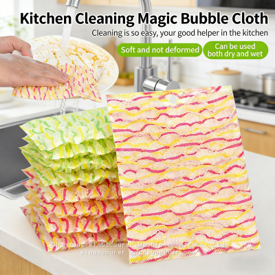 Pano de louça com bolhas para limpeza doméstica da cozinha, esfregador preguiçoso para panelas e pano de limpeza de louças