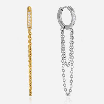 White Zircon Stud Earrings Stainless Steel Plated Fashion Jewelry