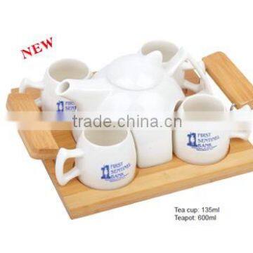 5 in 1 Ceramic Tea Cup Set with Printed Logo for Promotion Small MOQ