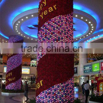 New year topic mall wall pole string beads decoration