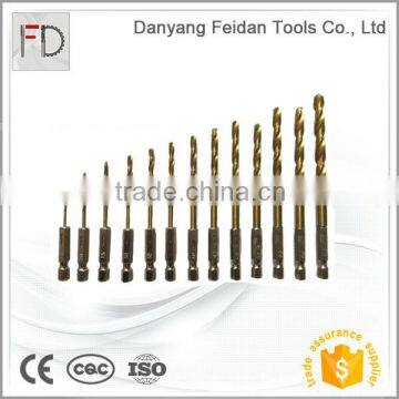 Hex Shank 1.5 to 6.5 mm HSS Drill Tools Set with Titanium Coated