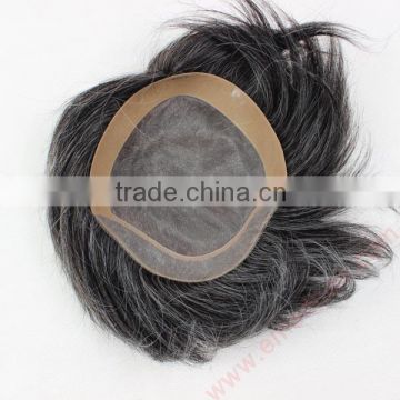 Natural looking 100% human hair mesh men's toupee