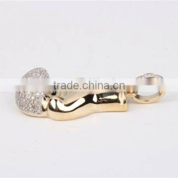 2016 Fashional Hip Hop 10k Gold Plated Gloves Pendant Necklace Setting Cheap Diamond photo-5