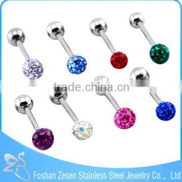 Muti Color Epoxy Gem Ball Straight Barbell Free Sample Tongue Rings