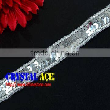 Silver Sequin Trimming Bridal Lace Trims China