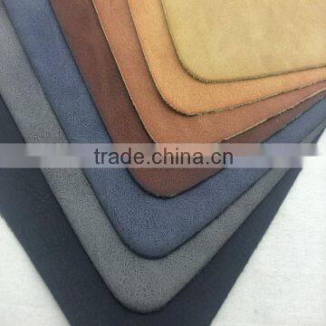 pu leather with brushed effect crazy horse leather for shoes bags automotive covers