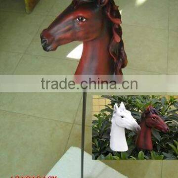 polyresin horse head stick(garden ornament,home decoration,resinic craft)