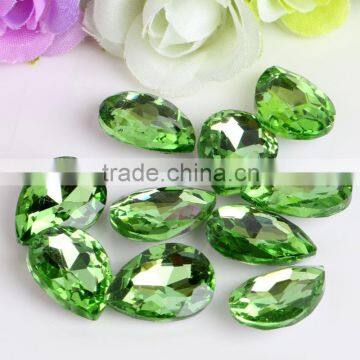 Lime High Fancy Quality Wholesales Point Back Loose Teardrop Shapes Crystal Glass Beads for Jewelry Making Cheap