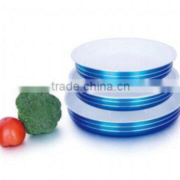 3PC PRESSED ALUMINUM ROUND TRAY SET