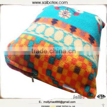 Customized design printed polar fleece pocket 2 in 1 pillow blanket