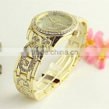 Luury fashion female digital Rome diamond alloy quartz analog watch