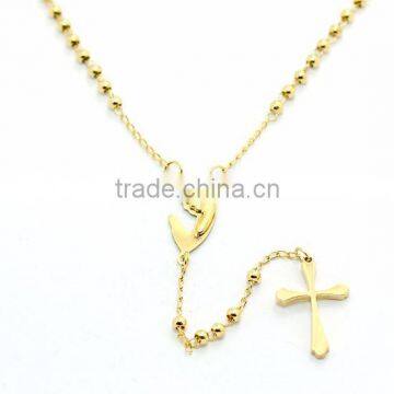 316 Stainless Steel 3mm Beads Rosary Religious Necklace Catholic Prayer Cross Pendant Made in China