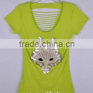 woman sexy t shirt beading t shirt 2015