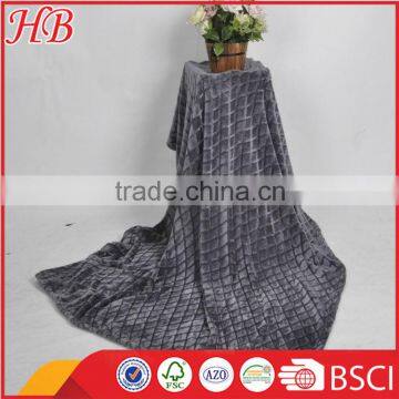 300gsm,gray Diamond Pattern Super Comfortable Flannel Fleece Blanket