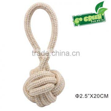 Go green for pets ECO-friendly dog rope toy ball with handle