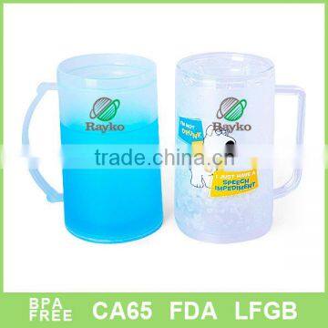 double wall plastic frosty mug with handle