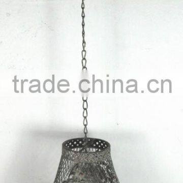 hanging metal candle holder w/wire lamped-cover