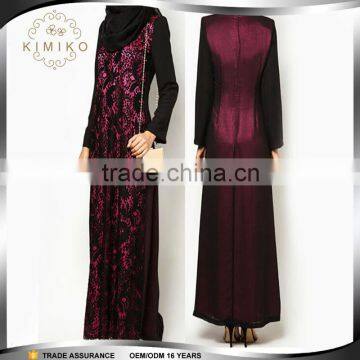 New Fashionable Lace Long Muslim Dresses Made in China