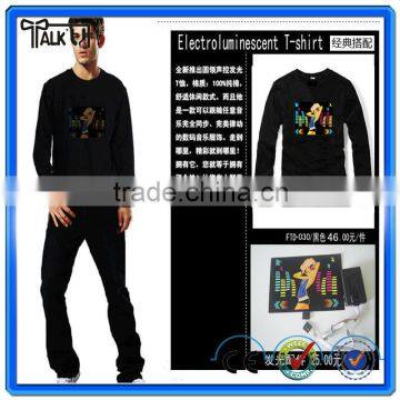 My Custom Sound Activated Plain Cotten Led Flashing t Shirt for Halloween Christmas Party, Cheap Led Flashing el Tee/t Shirts photo-5