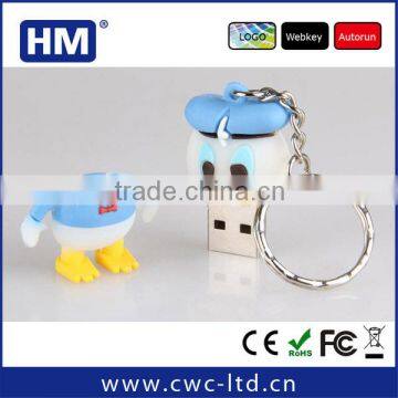 Soft PVC USB covers Donald Duck shape cartoon style wholesale 2GB4GB8GB16GB Custom Solution LOGO PVC/SILICONE USB flash drive