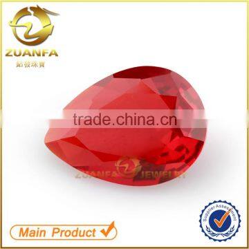 wuzhou good quality pear cut red gemstone loose red glass stone