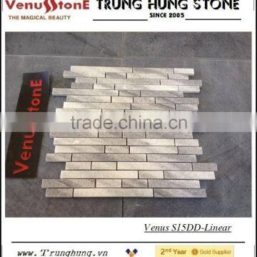 Line Grey Pure White Marble Polished Linear Splicing Mosaic Tile photo-2