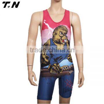 Fashion new design sublimation wrestling singlet