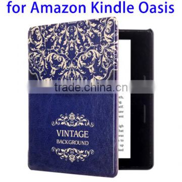 China Supplier Creative Pattern Leather Case for Amazon Kindle Oasis, Back Cover for Amazon Kindle Oasis