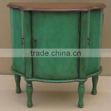 Hand painted Three doors green cabinet withTwo Tone,antique solid wooden living room cabinet