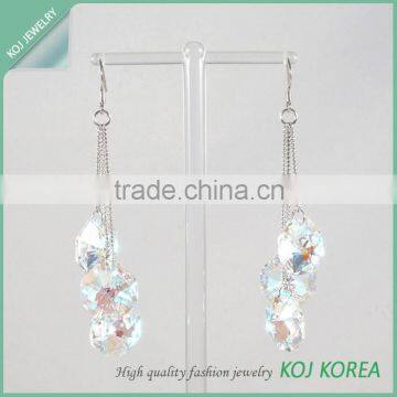 KR-598 octagon shaped tiny long chain opal color earring pierce to south korea